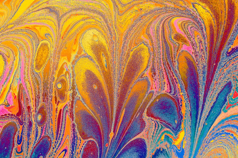 Colorful and intricate abstract marble pattern perfect for decorative backgrounds.